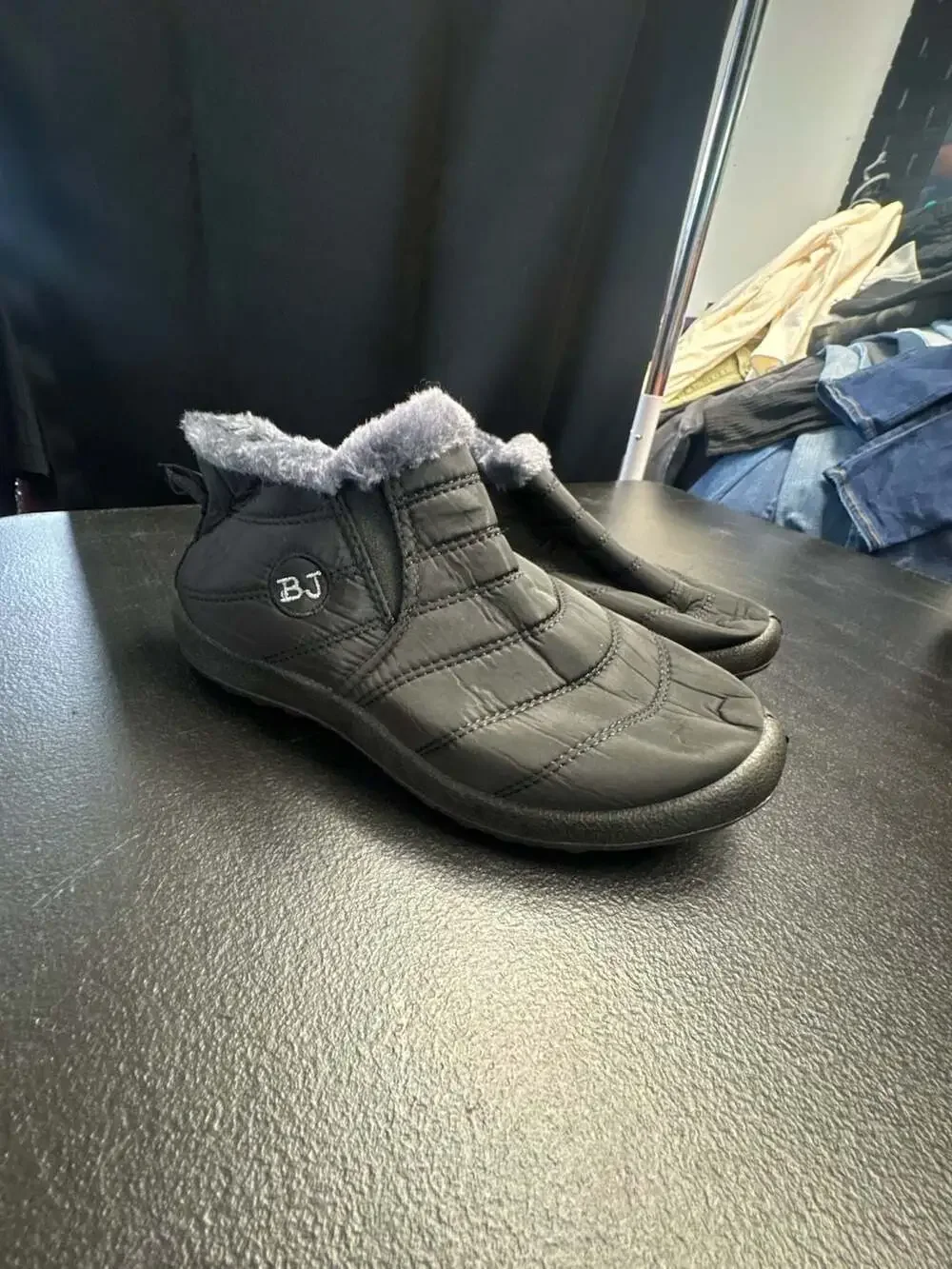 Boojoy Winter Snow Boots Faux Fur Lined Slip-On Ankle Booties